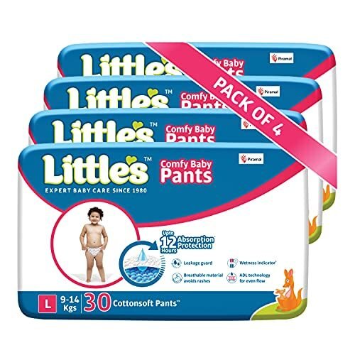 Little’s Baby Pants Diapers with Wetness Indicator Large (L), 9-14 kg