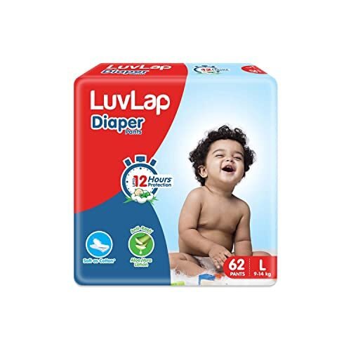 LuvLap Baby Diaper Pants Large 9-14Kg, with rash protection